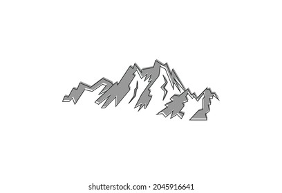 snowy rocky mountain  isolated drawing vector illustration  