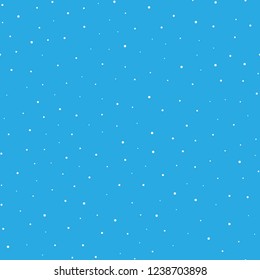 Paterna nevada y sin fisuras. Copos de nieve de punto blanco sobre fondo azul. Nieve y tema de Navidad. Retroceso abstracto.