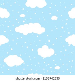 Snowy sky seamless pattern, vector illustration .