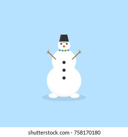 Snowy snowman. Vector illustration.