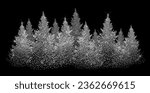 Snowy spruces from dots. Happy New Year . Illustrat3. Vector illustrations