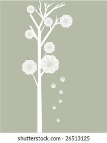 snowy tree with beautiful flower