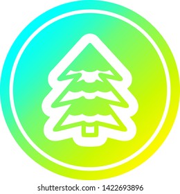 icono circular de árbol nevado con acabado degradado fresco