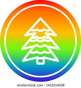 snowy tree circular icon with rainbow gradient finish