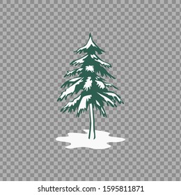 Snowy tree design illustration for winter season background. Winter season background design
