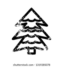 snowy tree distressed icon symbol