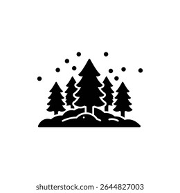 Snowy Tree Group with Mountain Background for Winter Landscape
