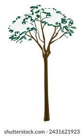 Snowy tree at winter illustration