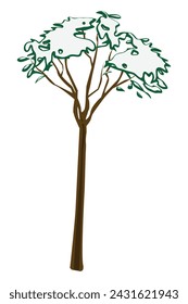Snowy tree at winter illustration