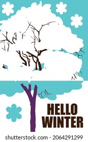 Árbol de nieve. Plantilla de impresión de invierno, patrón de fondo sobre el tema del invierno para volantes, tarjetas, folletos, afiches. antecedentes para sus redes sociales. Diseño de vector plano.