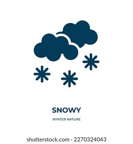 snowy vector icon. snowy, snow, weather filled icons from flat winter nature concept. Isolated black glyph icon, vector illustration symbol element for web design and mobile apps