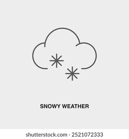 Icono o logotipo de línea delgada de Clima nevado. Símbolo o letrero en la línea aérea o tema del App de viajes. Ilustración de línea de Vector.