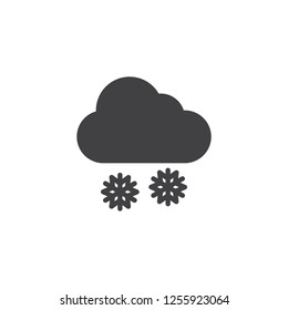 Snowy weather vector icon. filled flat sign for mobile concept and web design. Cloud and snowflakes simple solid icon. Symbol, logo illustration. Pixel perfect vector graphics