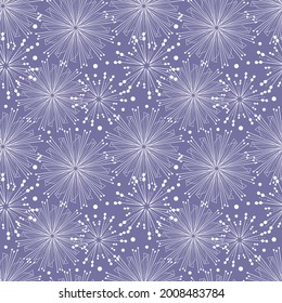 Schneeweißes Muster im neuen Jahr, Weihnachten, handgezeichnetes Doodling, lila Hintergrund. Für Design zu Weihnachten und Neujahr. Verpackung, Verpackung, Unterlage.