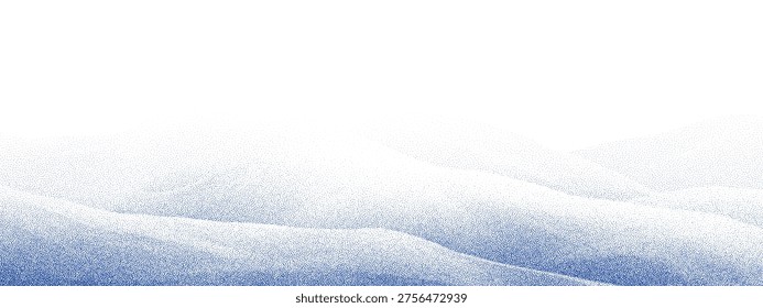 Snowy winter background with realistic 3D elements. White snow piles frame ice-covered landscape, creating perfect border for seasonal illustrations and festive designs.