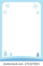 Schneebedeckter Winter-Hintergrund Illustration mit Bäumen und Schneeflocken