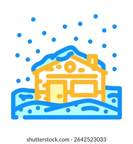 snowy winter cabin wooden color icon vector. snowy winter cabin wooden sign. isolated symbol illustration