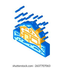 snowy winter cabin wooden isometric icon vector. snowy winter cabin wooden sign. isolated symbol illustration
