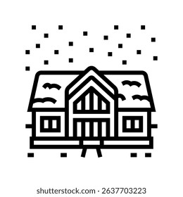 snowy winter cabin wooden line icon vector. snowy winter cabin wooden sign. isolated contour symbol black illustration