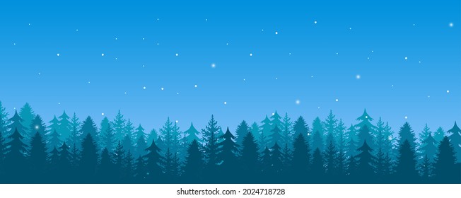 Snowy winter forest background with space for text. Holiday background concept best for banner.