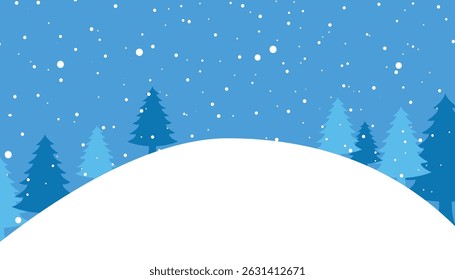 Snowy winter forest illustration background. winter mountains in snowy weather. winter nature. snowdrifts. snowfall. vector illustration