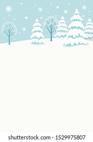 Snowy winter forest landscape background