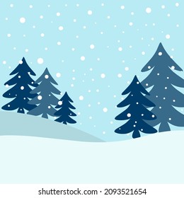 Snowy winter forest landscape background