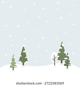 Fondo nevado de la ilustración del invierno en el árbol