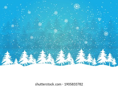 Snowy Winter Landscape With Blue Sky