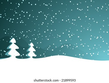 Snowy winter landscape. Easy to edit!