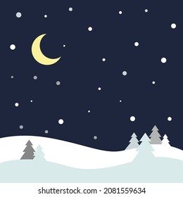 snowy winter night. Vector graphics