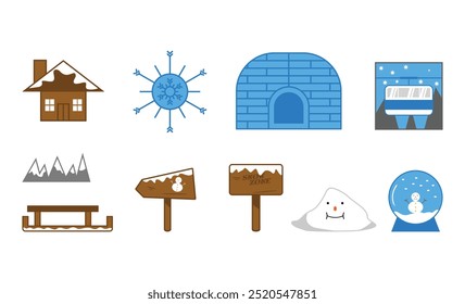 Snowy Winter Season Vibes Illustration Set