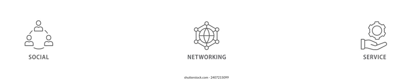 SNS banner web icon vector illustration concept of social networking service with icon of communication, chat, community, internet, and user