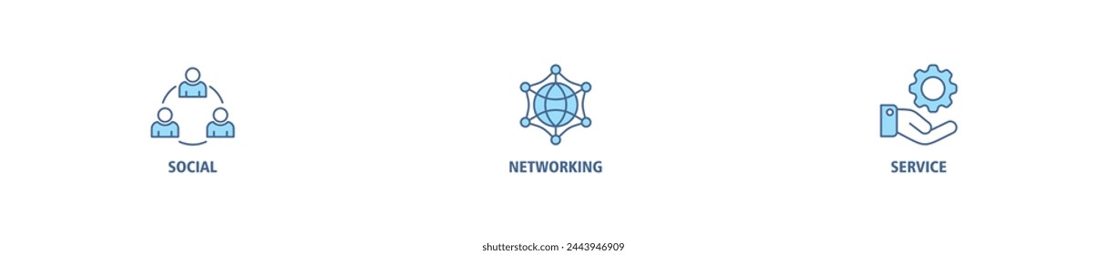 SNS banner web icon vector illustration concept of social networking service with icon of communication, chat, community, internet, and user
