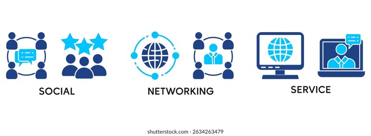 SNS icon set vector illustration concept relate to social networking service with icon of communication, chat, community, internet, and user