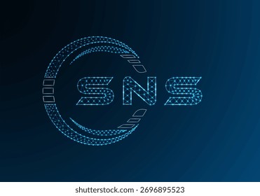 SNS low poly letter logo vector design. SNS lower poly logo design. Low poly logo.