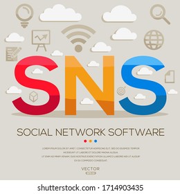 SNS mean (social network software) ,letters and icons,Vector illustration.