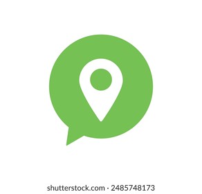 SNS speech bubble icon with a location marker