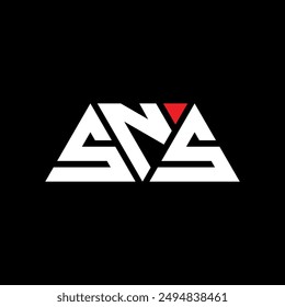 SNS triangle letter logo design with triangle shape. SNS triangle logo design monogram. SNS triangle vector logo template with red color. SNS triangular logo Simple, Elegant, and Luxurious design.