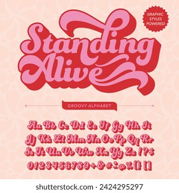 Stading Alive groovy Vintage Retro Fettschrift Alphabet