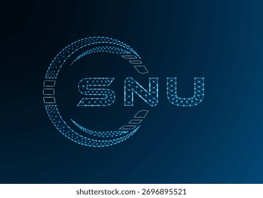 SNU low poly letter logo vector design. SNU lower poly logo design. Low poly logo.