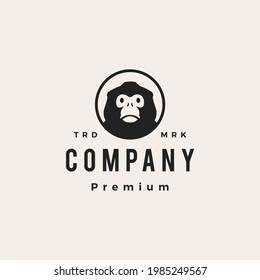 snub nose monkey round hipster vintage logo vector icon illustration