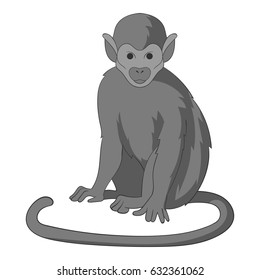 Snub nosed monkey icon in monochrome style isolated on white background vector illustration
