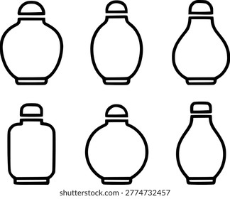 Snuff bottle icon set in outline style