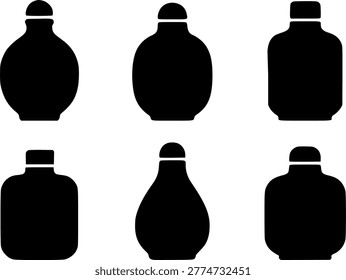 Snuff bottle icon set in silhouette style