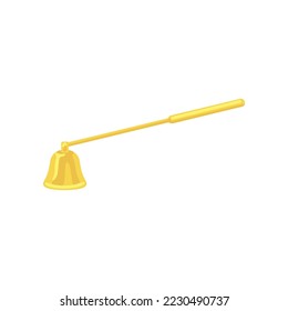 Snuffer for handmade candles vector illustration. Candle care kit or golden accessory isolated on white background. Aromatherapy, relaxation, spa, cosmetics concept.