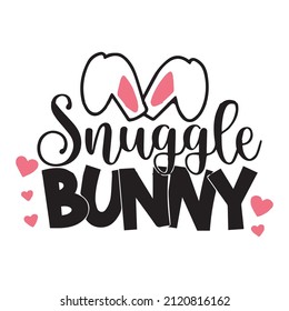 Snuggle Bunny - Cute Easter Bunny Design, Funny Hand Drawn Doodle, Cartoon Easter Rabbit.