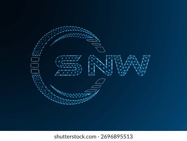 Diseño de Vector de logotipo de letra polivinílica baja SNW. SNW diseño de logotipo de poliéster inferior. Logotipo de poliéster bajo.