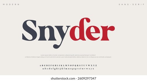 Snyder Modern alphabet letters font logo. Typography luxury minimal lettering fonts decorative wedding vintage retro logos. vector illustration
