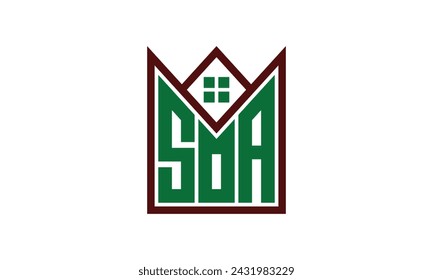 SOA initial letter real estate builders logo design vector. construction, housing, home marker, property, building, apartment, flat, compartment, business, corporate, house rent, rental, commercial